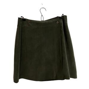 Chaus Silk Wrap Skirt Womens 12 Olive Green Button Detail Midi Career Chic